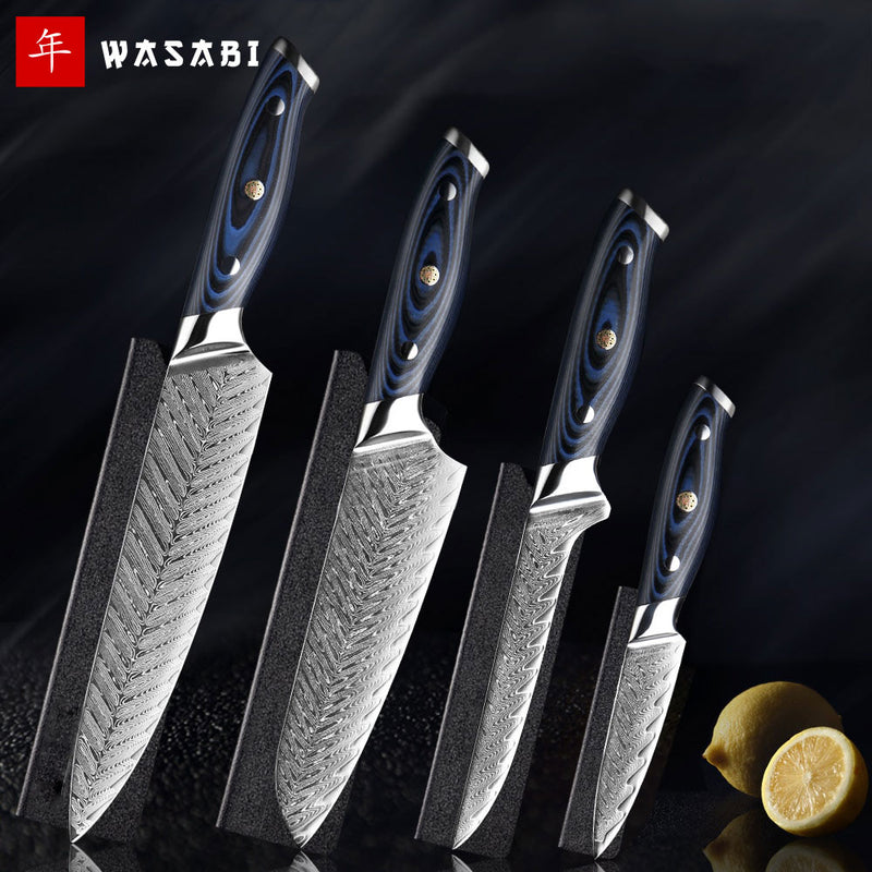 Kitchen Knife Set Kit  Blue Handle, Blue Blade & Black Magnetic